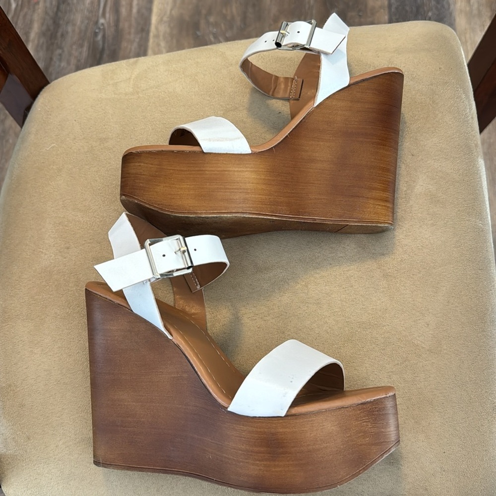 Lightly worn forever 21 white wedges